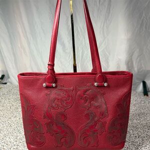 Brighton Yulia Lipstick Red Leather Tote Bag with Dust Bag